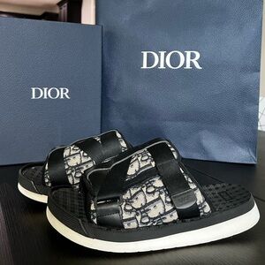 Dior Men’s Alpha Oblique Jacquard Canvas Slide Sandals